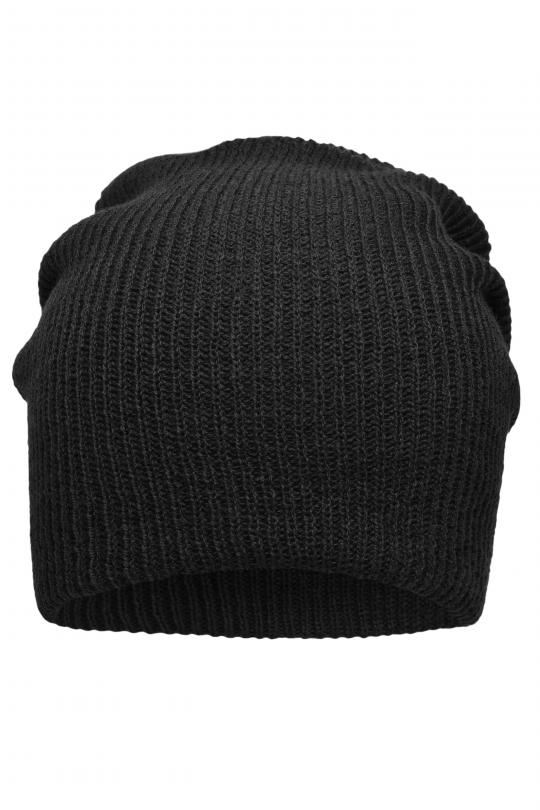 Knitted Long Beanie - black