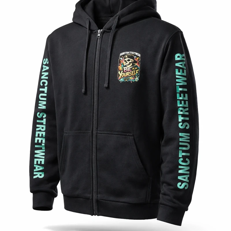 Sanctum Streetwear  Hooded Jacket Be yourself - navy   Klassische Sweatjacke mit Kapuze  Sweat-Qualität mit angerauter Innenseite  Doppellagige Kapuze mit Kordelzug  zwei Einschubtaschen  Neecktape  Bündchen mit Elasthan  Farbe: navy  Material: 80% Baumwolle, 20% Polyester Oberstoff ( 280g/ m²) 