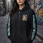 Sanctum Streetwear  Hooded Jacket Be yourself - navy   Klassische Sweatjacke mit Kapuze  Sweat-Qualität mit angerauter Innenseite  Doppellagige Kapuze mit Kordelzug  zwei Einschubtaschen  Neecktape  Bündchen mit Elasthan  Farbe: navy  Material: 80% Baumwolle, 20% Polyester Oberstoff ( 280g/ m²) 