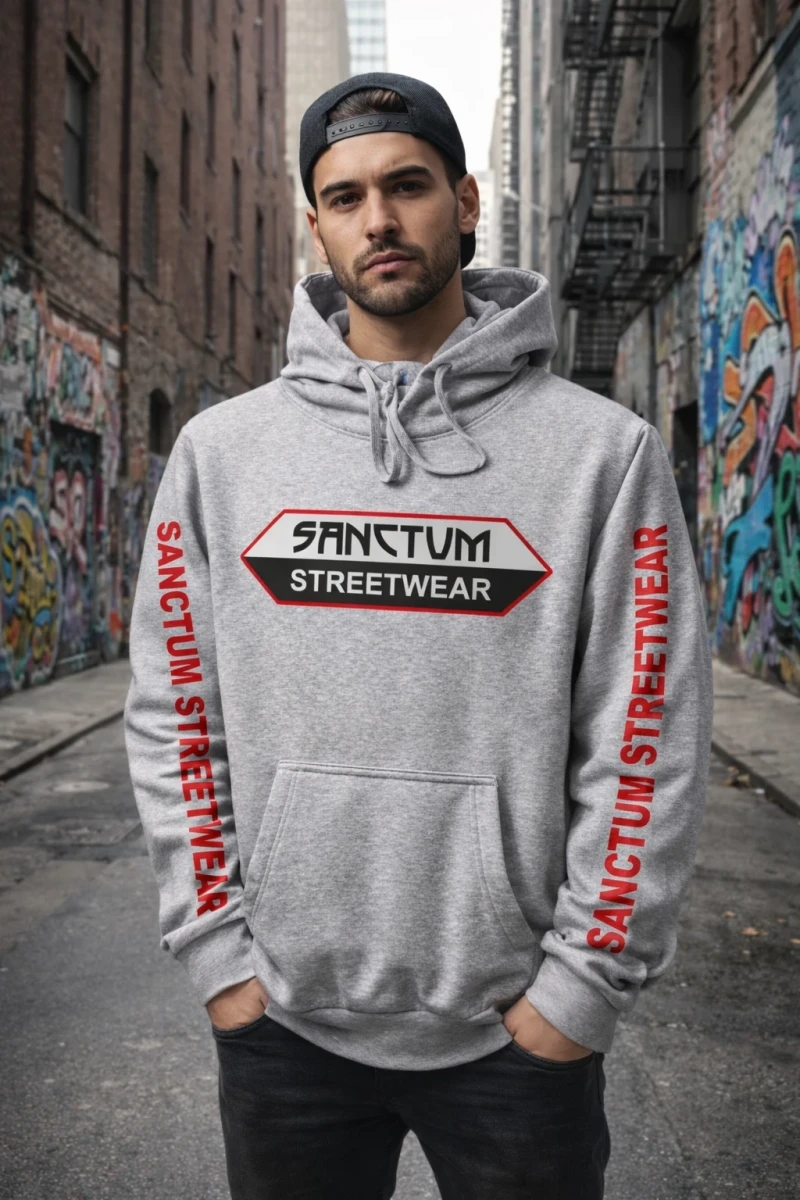 Sanctum Streetwear  Hoodie - grey-heather   Klassischer Kapuzensweater  Sweat-Qualität mit angerauter Innenseite  Doppellagige Kapuze mit Kordelzug  Necktape  Bündchen mit Elasthan  Farbe: grey-heather  Material: 80% Baumwolle, 20% Polyester Oberstoff ( 280g/ m²) 