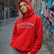 Sanctum Streetwear  Hoodie College Style - red   Klassischer Kapuzensweater  Sweat-Qualität mit angerauter Innenseite  Doppellagige Kapuze mit Kordelzug  Necktape  Bündchen mit Elasthan  Farbe: red  Material: 80% Baumwolle, 20% Polyester Oberstoff ( 280g/ m²) 