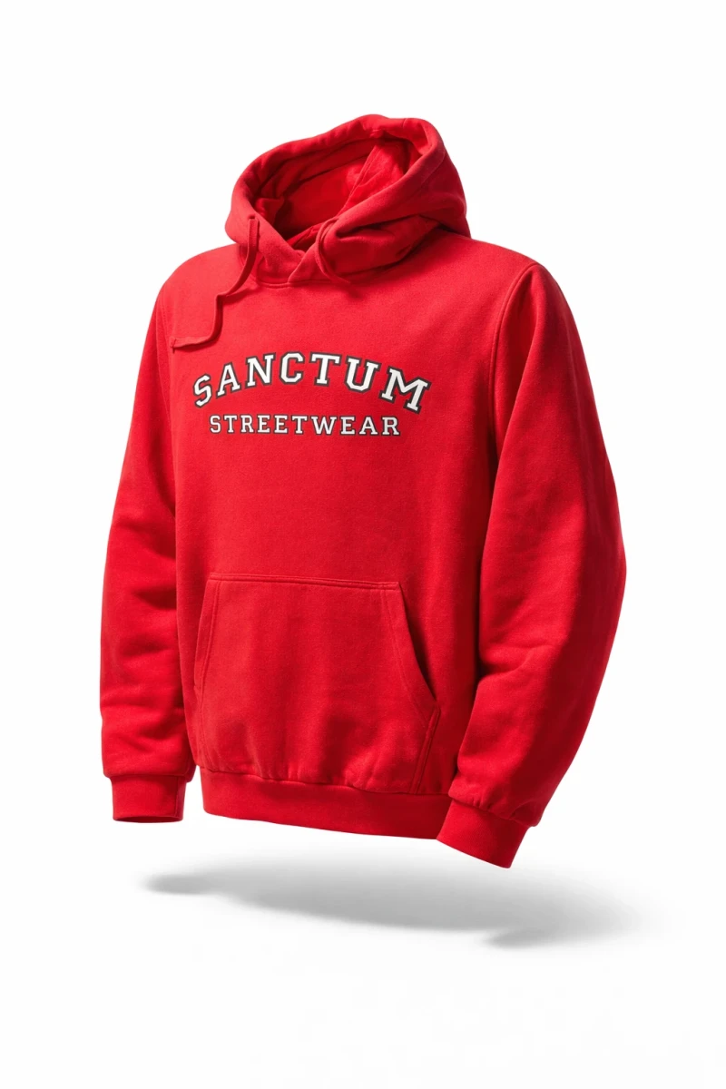 Sanctum Streetwear  Hoodie College Style - red   Klassischer Kapuzensweater  Sweat-Qualität mit angerauter Innenseite  Doppellagige Kapuze mit Kordelzug  Necktape  Bündchen mit Elasthan  Farbe: red  Material: 80% Baumwolle, 20% Polyester Oberstoff ( 280g/ m²) 
