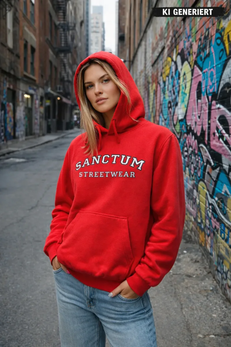 Sanctum Streetwear  Hoodie College Style - red   Klassischer Kapuzensweater  Sweat-Qualität mit angerauter Innenseite  Doppellagige Kapuze mit Kordelzug  Necktape  Bündchen mit Elasthan  Farbe: red  Material: 80% Baumwolle, 20% Polyester Oberstoff ( 280g/ m²) 