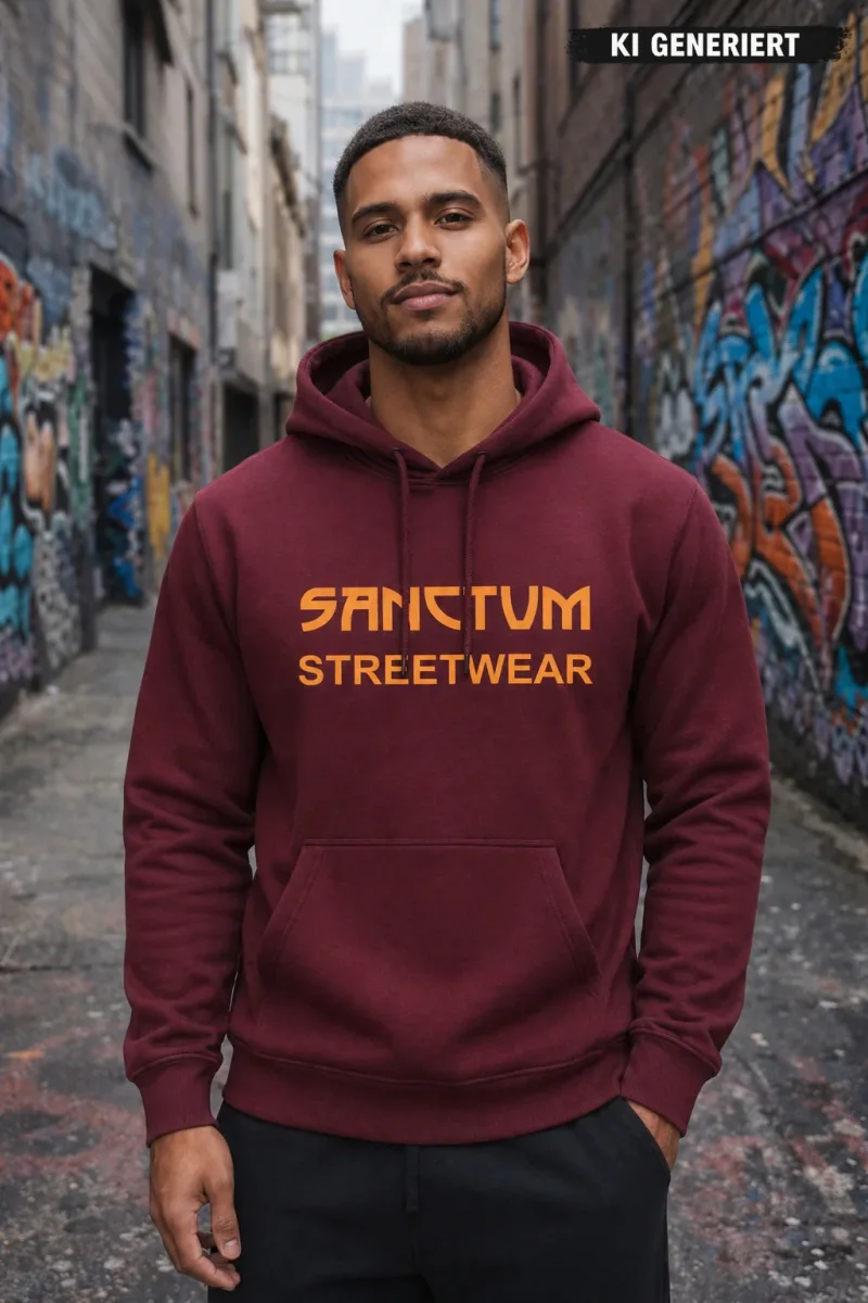 Sanctum Streetwear  Hoodie Frameless - burgundy  Klassischer Kapuzensweater  Sweat-Qualität mit angerauter Innenseite  Doppellagige Kapuze mit Kordelzug  Necktape  Bündchen mit Elasthan    Material: 80% Baumwolle, 20% Polyester  Oberstoff ( 280g/ m²) 