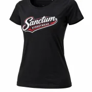 Sanctum Streetwear  Lady T-Shirt Vintage - black  Dieses Rundhals T-Shirt überzeugt durch seinen zeitlosen Schnitt und dem hohen Tragekomfort.    Klassischer Rundhalsausschnitt  Leicht tailliert, mit Seitennaht  Bündchen mit Elasthan  Single Jersey    Material: 100% Baumwolle  Oberstoff ( 180g/ m²)