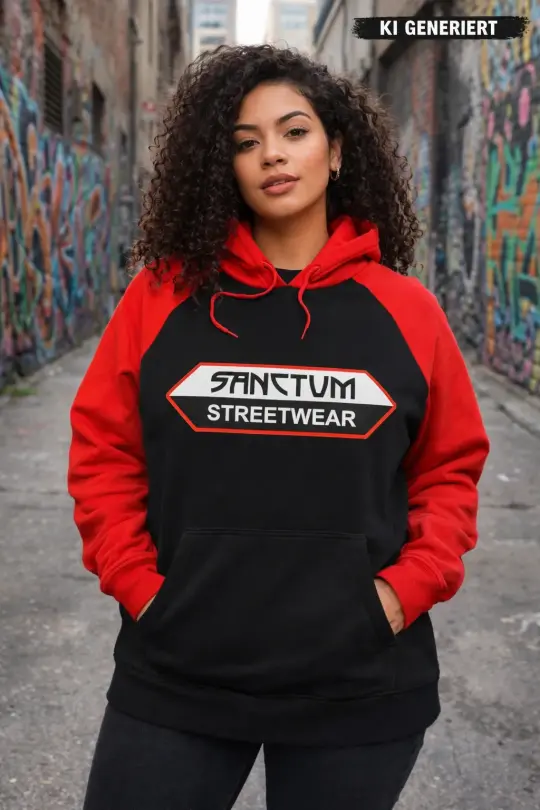 Sanctum Streetwear Raglan Hoodie - black / red
