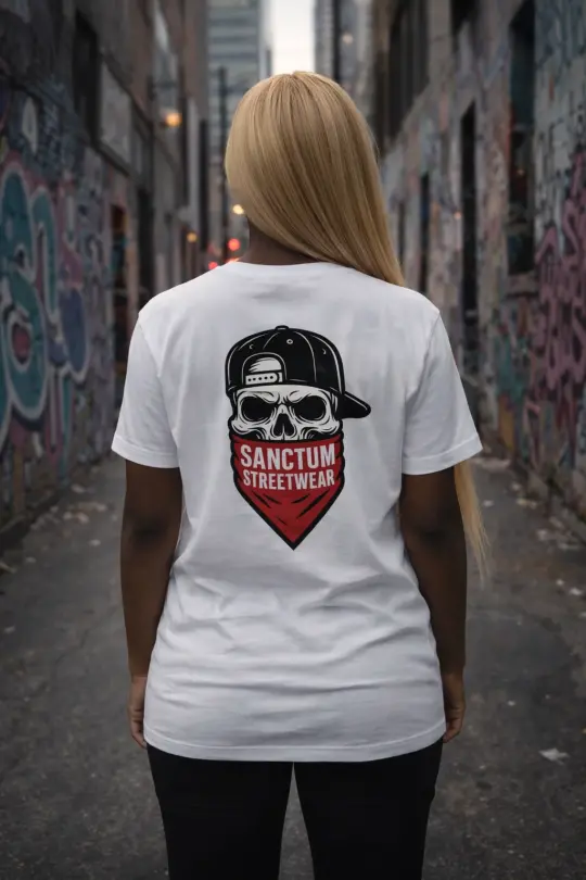 Sanctum Streetwear T-Shirt Bandana Skull - white